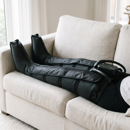 Wearing the Vaebo Pro Boots with legs stretched out on a sofa