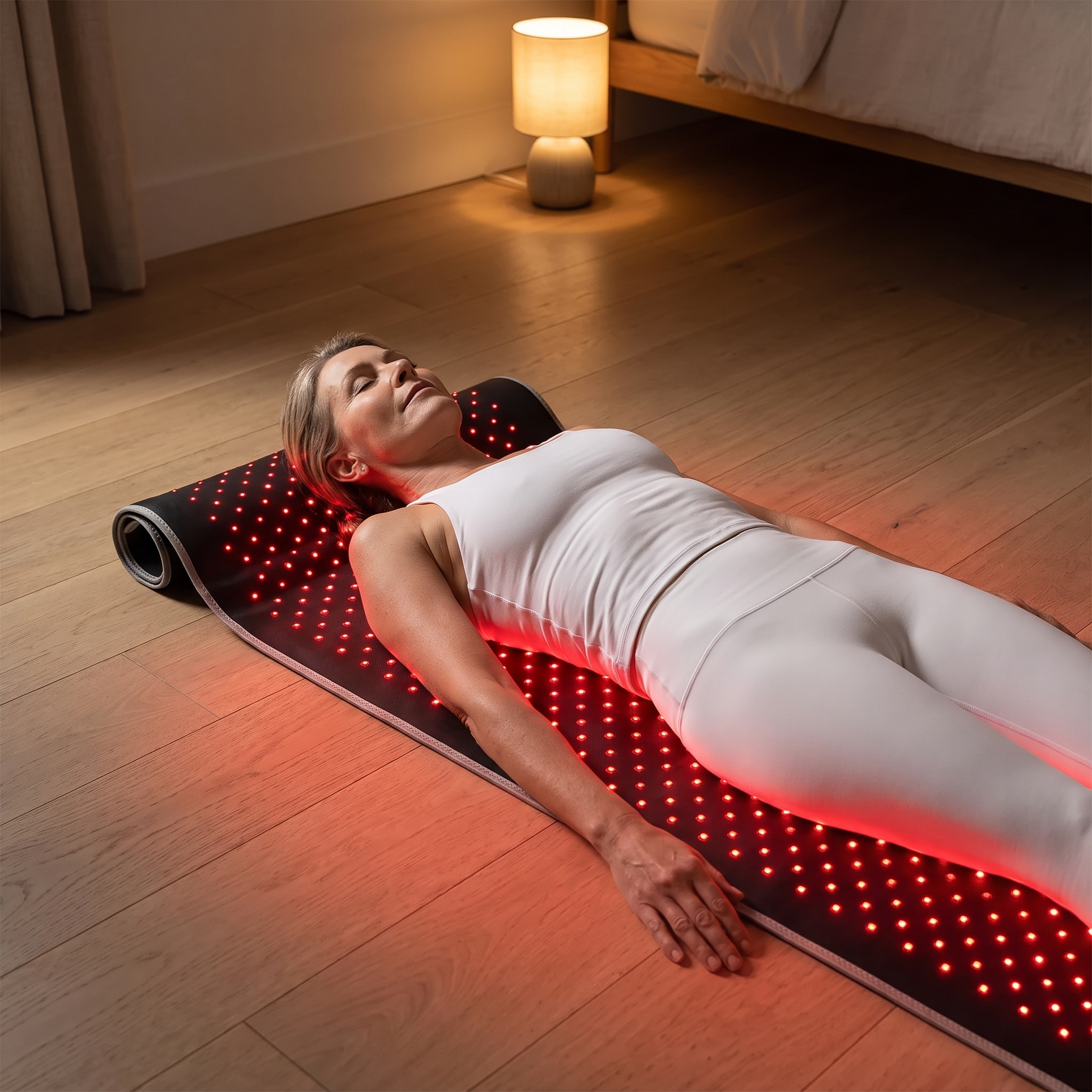 Lying full length on the Vaebo Pro Mat on the floor